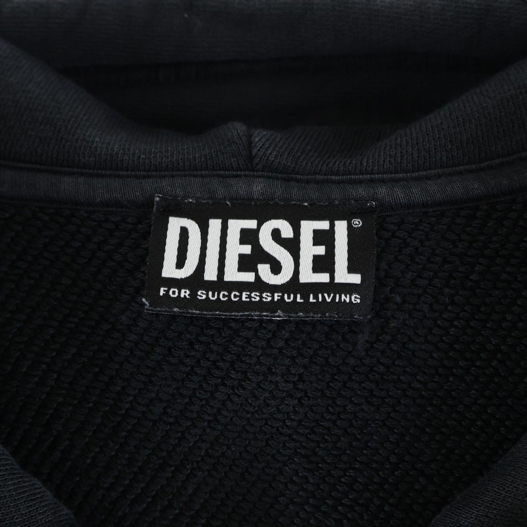 DIESEL(ディーゼル) 両面 フェルトDロゴ ラメ ジップアップ パーカー フーディー ブラック A08008