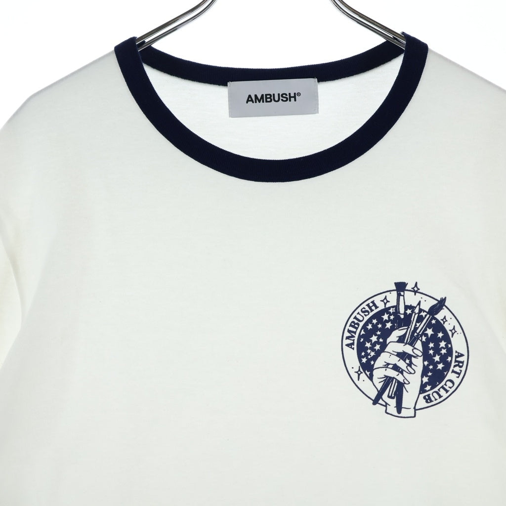 AMBUSH(アンブッシュ) Art Club グラフィック リンガー フロントプリント 半袖Tシャツ カットソー ホワイト 12115326