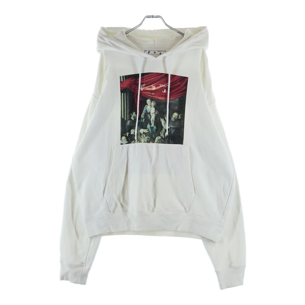 OFF-WHITE(オフホワイト) 20AW CARAVAGGIO PAINTING OVER HOODIE カラバッジョ ペインティング オーバー フーディー 両面プリント プルオーバーパーカー ホワイト OMBB037E20FLE003