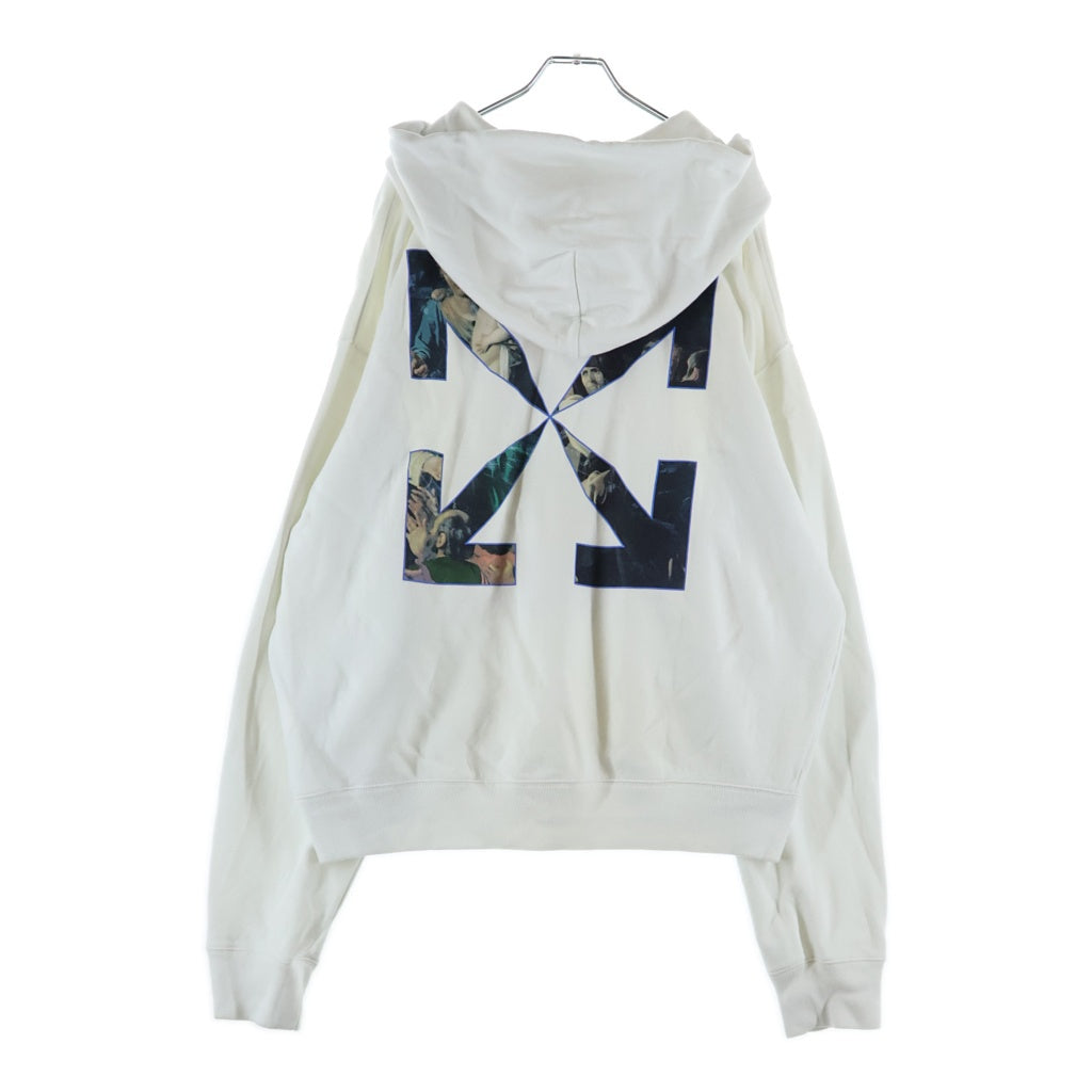 OFF-WHITE(オフホワイト) 20AW CARAVAGGIO PAINTING OVER HOODIE カラバッジョ ペインティング オーバー フーディー 両面プリント プルオーバーパーカー ホワイト OMBB037E20FLE003