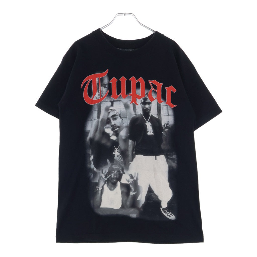 VLONE(ヴィーロン) ×2PAC フロント フォトプリント バックロゴプリント クルーネック 半袖Tシャツ カットソー ブラック