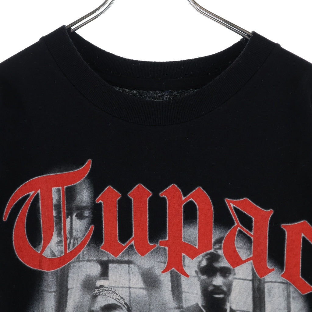VLONE(ヴィーロン) ×2PAC フロント フォトプリント バックロゴプリント クルーネック 半袖Tシャツ カットソー ブラック