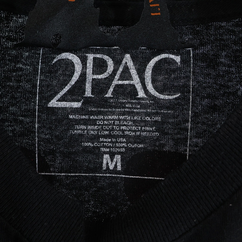 VLONE(ヴィーロン) ×2PAC フロント フォトプリント バックロゴプリント クルーネック 半袖Tシャツ カットソー ブラック