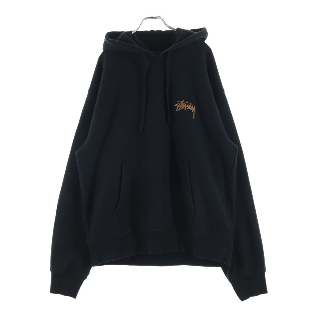 STUSSY(ステューシー) 23AW Skate Tough Hoodie ストックロゴ バックフォトプリント プルオーバーパーカー フーディー ブラック