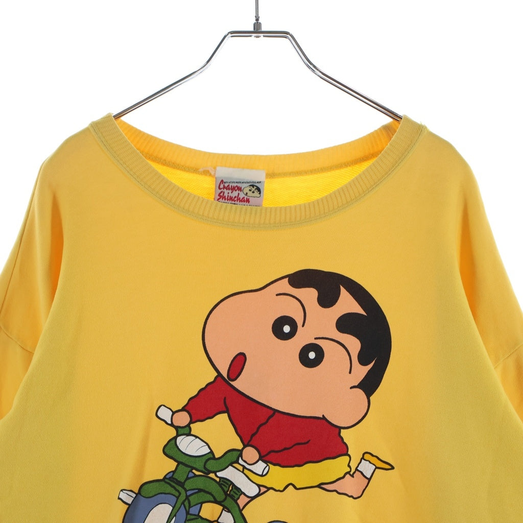 VINTAGE(ヴィンテージ) クレヨンしんちゃん フロントプリント クルーネック スウェット トレーナー イエロー