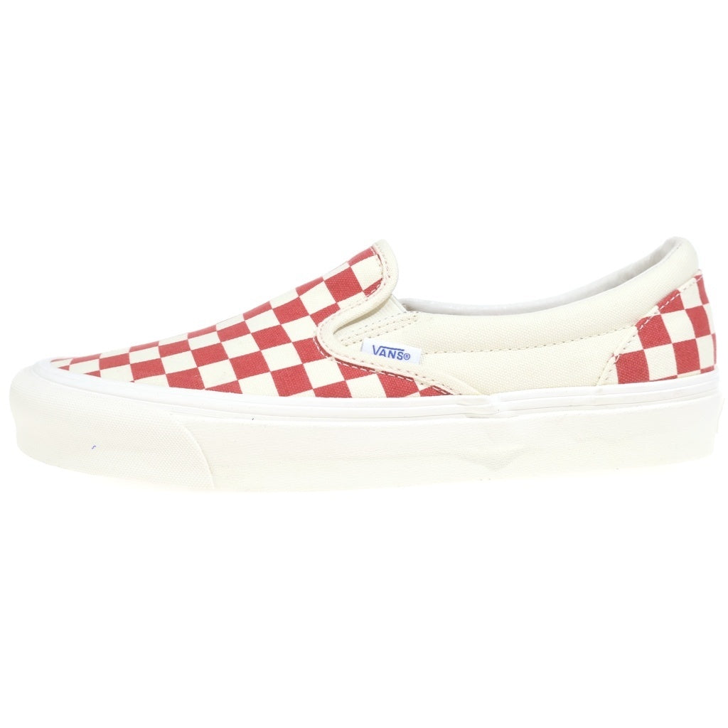 VANS(ヴァンズ) Vault OG Classic Slip-On ボルト チェッカーボード クラシック スリッポン ローカットスニーカー ホワイト/レッド US9.5/27.5cm VN0A32QNP4H