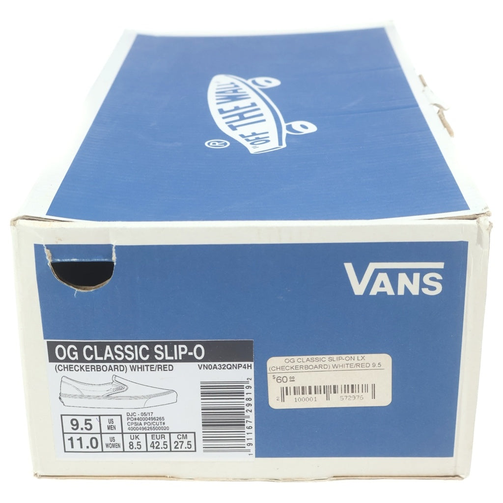 VANS(ヴァンズ) Vault OG Classic Slip-On ボルト チェッカーボード クラシック スリッポン ローカットスニーカー ホワイト/レッド US9.5/27.5cm VN0A32QNP4H