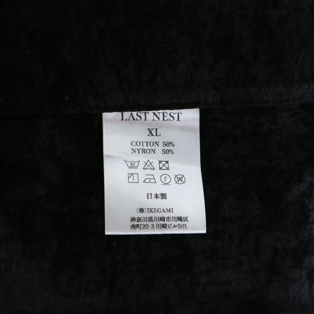 LAST NEST(ラスト ネスト) Black Flowers L/S Shirt フラワー総柄刺繍 クロスボダン 長袖シャツ ブラック