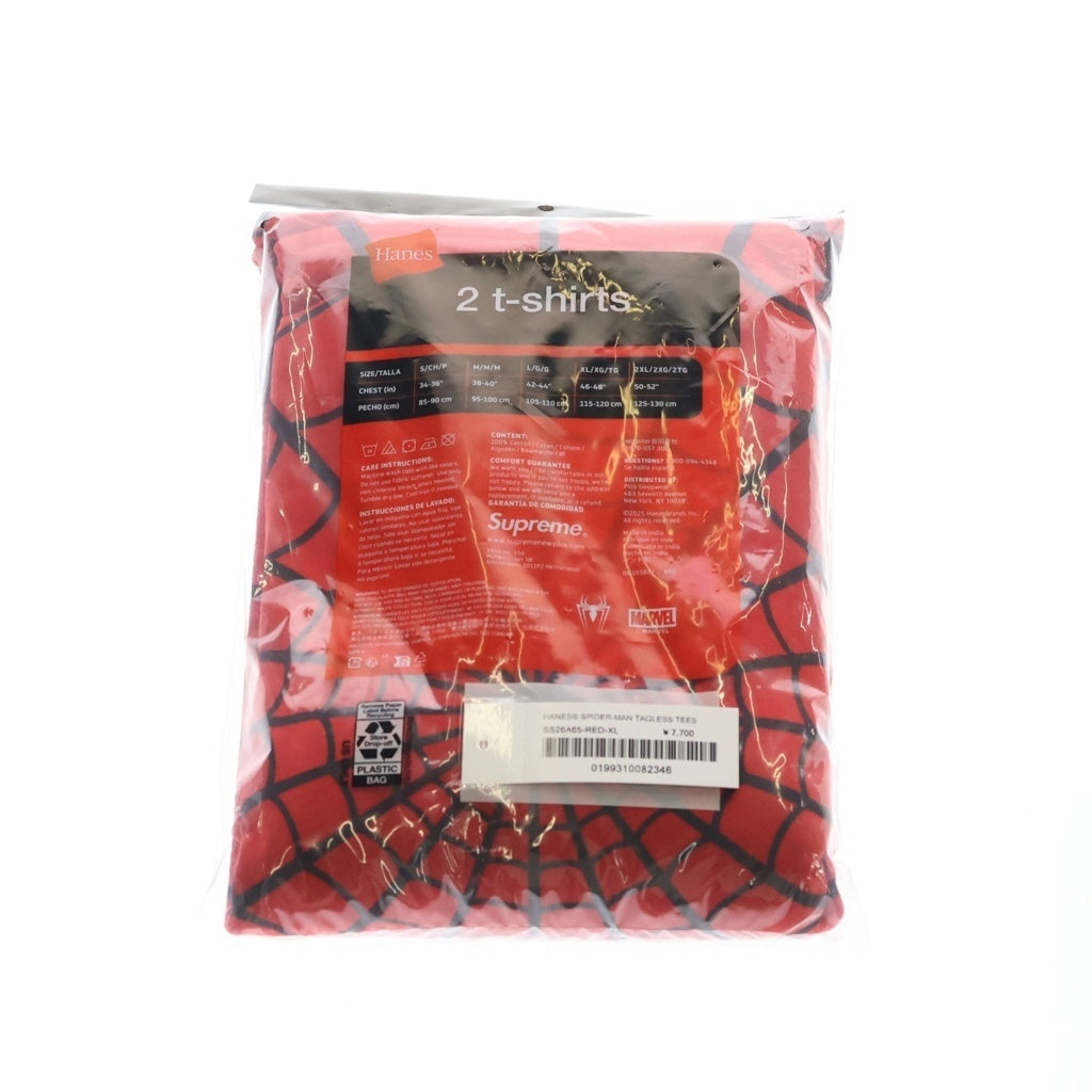 SUPREME(シュプリーム) 26SS × Hanes Spider-Man Tagless Tees RED 2 Pack ヘインズ スパイダーマン タグレス クルーネック 半袖Tシャツ 2パック レッド