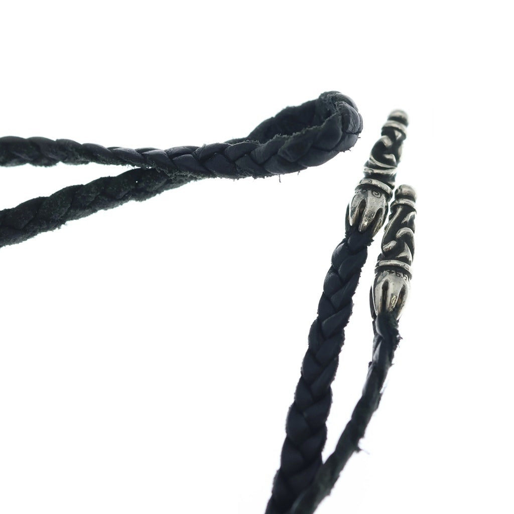 CHROME HEARTS(クロムハーツ) LEATHER BRAID SCROLL ネックレス レザーブレイドネックレス ブラック/シルバー BCA377