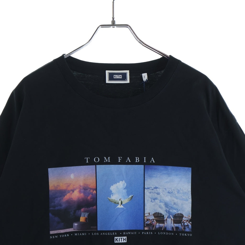 KITH(キス) 22SS × TOM FABIA TRIPTYCH L/S TEE トムファビア フォトプリント クルーネック 長袖Tシャツ カットソー ブラック 22-070-060-0001-3-0