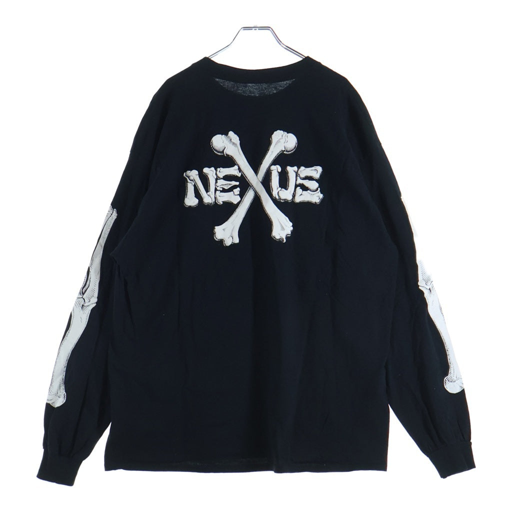NEXUS7(ネクサスセブン) Bones L/S Tee ボーンズ プリント クルーネック 長袖Tシャツ カットソー ブラック RRS-NSM-T0B