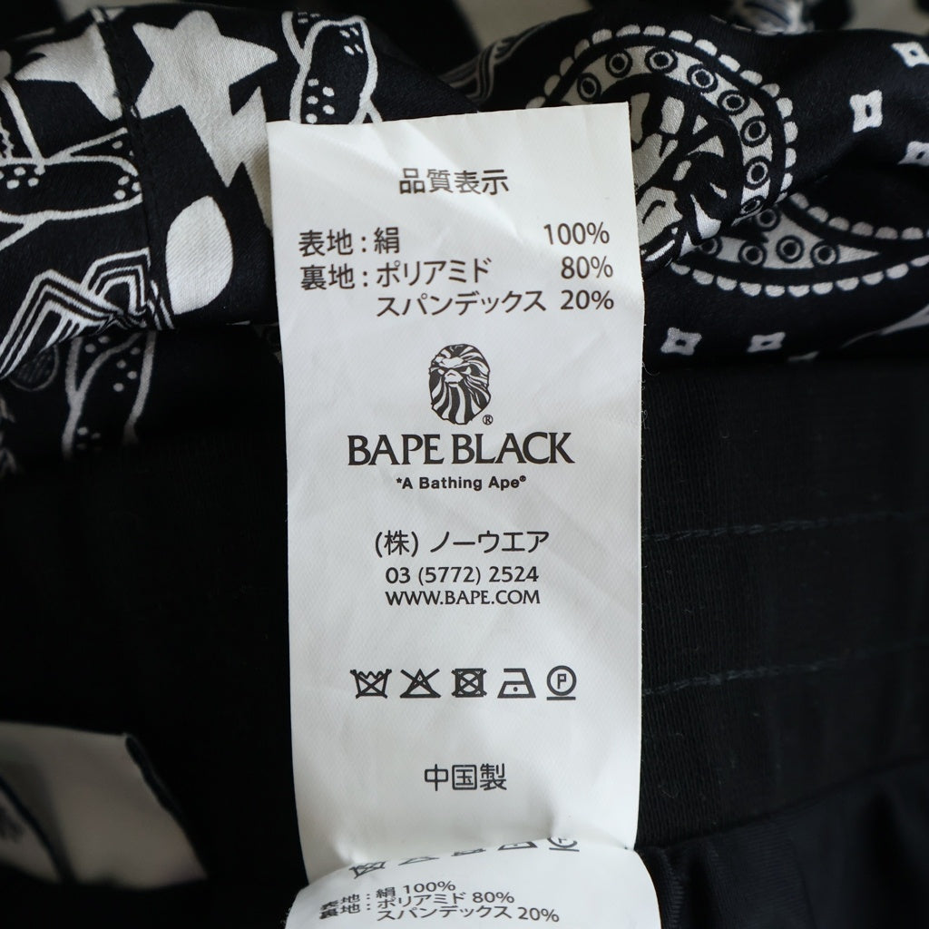 A BATHING APE(アベイシングエイプ) ベイプブラック ペイズリー柄 シルク ショーツ ハーフパンツ ブラック BBKSPSP2115MG
