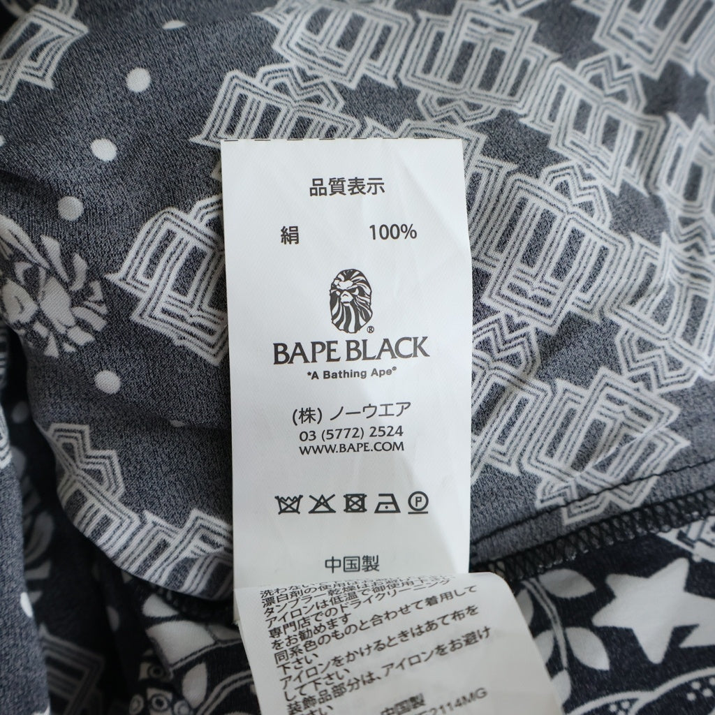 A BATHING APE(アベイシングエイプ) ベイプブラック ペイズリー柄 シルク クルーネック 長袖ポケットTシャツ ブラック BBKLTTE2114MG