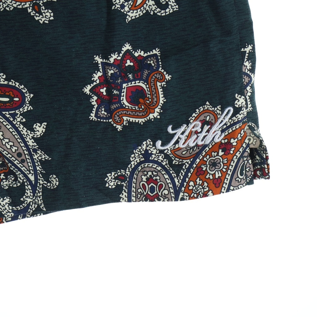 KITH(キス) 21SS Silk Cotton Printed Active Shorts ペイズリー柄 シルクショーツ ハーフパンツ グリーン 21-032-060-0012-2-0