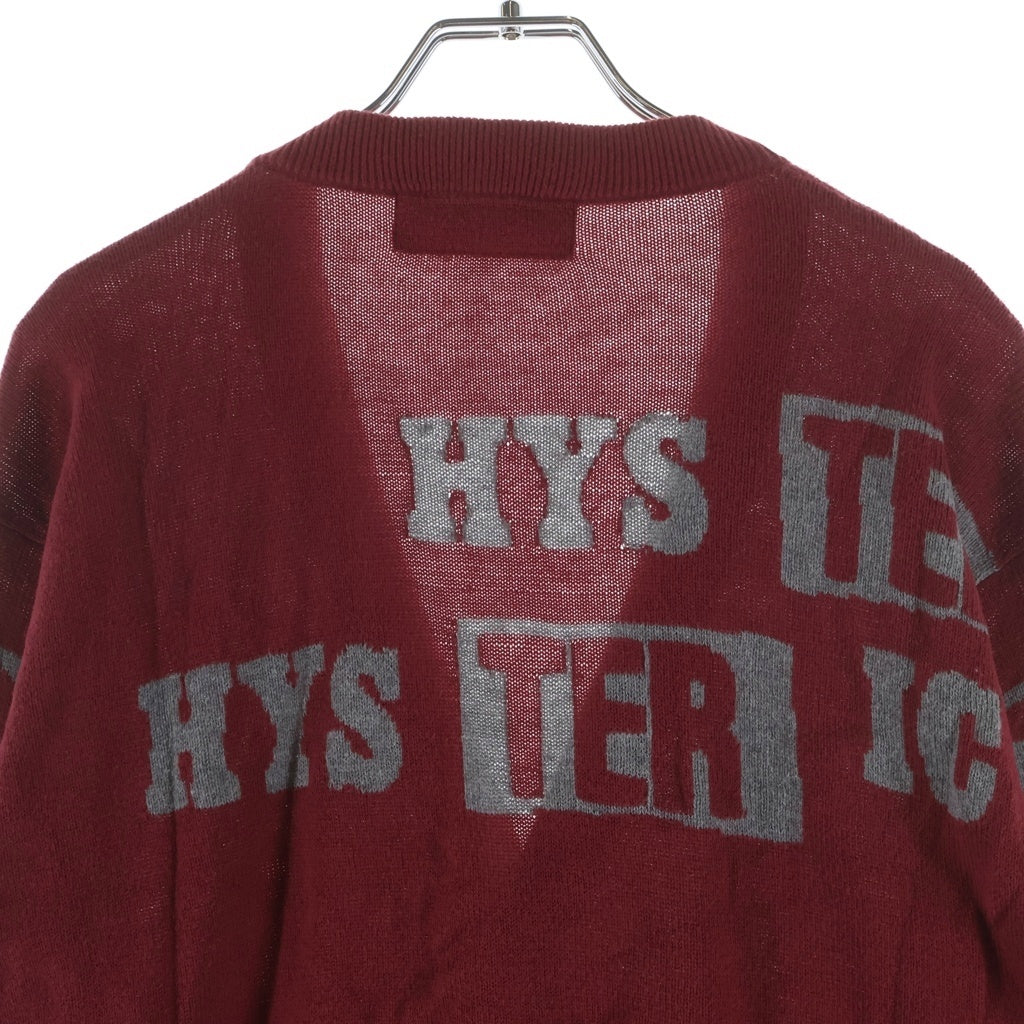 HYSTERIC GLAMOUR(ヒステリックグラマー) ロゴ刺繍 総柄 ニット カーディガン レッド 2ND-2670