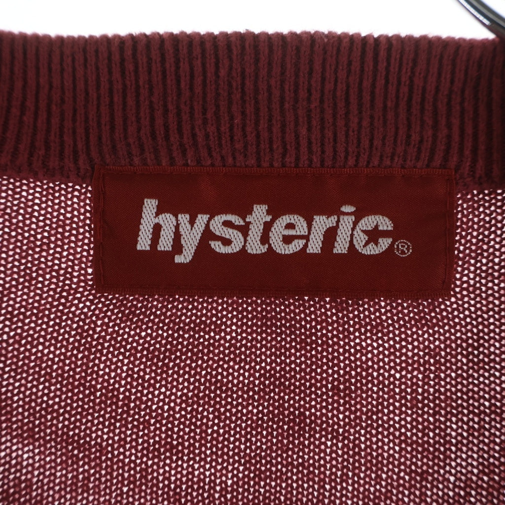 HYSTERIC GLAMOUR(ヒステリックグラマー) ロゴ刺繍 総柄 ニット カーディガン レッド 2ND-2670