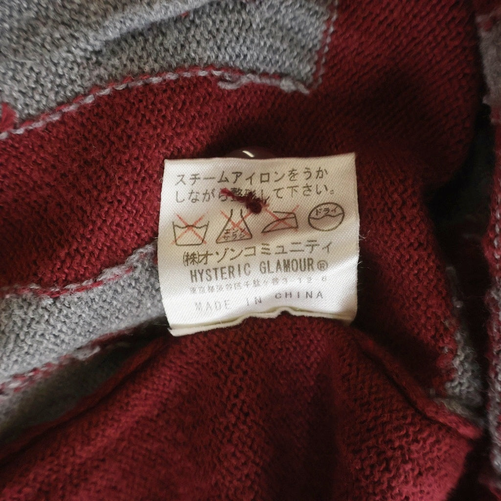 HYSTERIC GLAMOUR(ヒステリックグラマー) ロゴ刺繍 総柄 ニット カーディガン レッド 2ND-2670