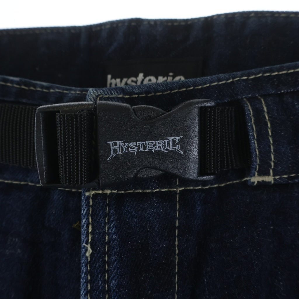 HYSTERIC GLAMOUR(ヒステリックグラマー) アジャスター付き ジッパーフライ デニム切替 ワイド バギーパンツ インディゴ 2AP-2095