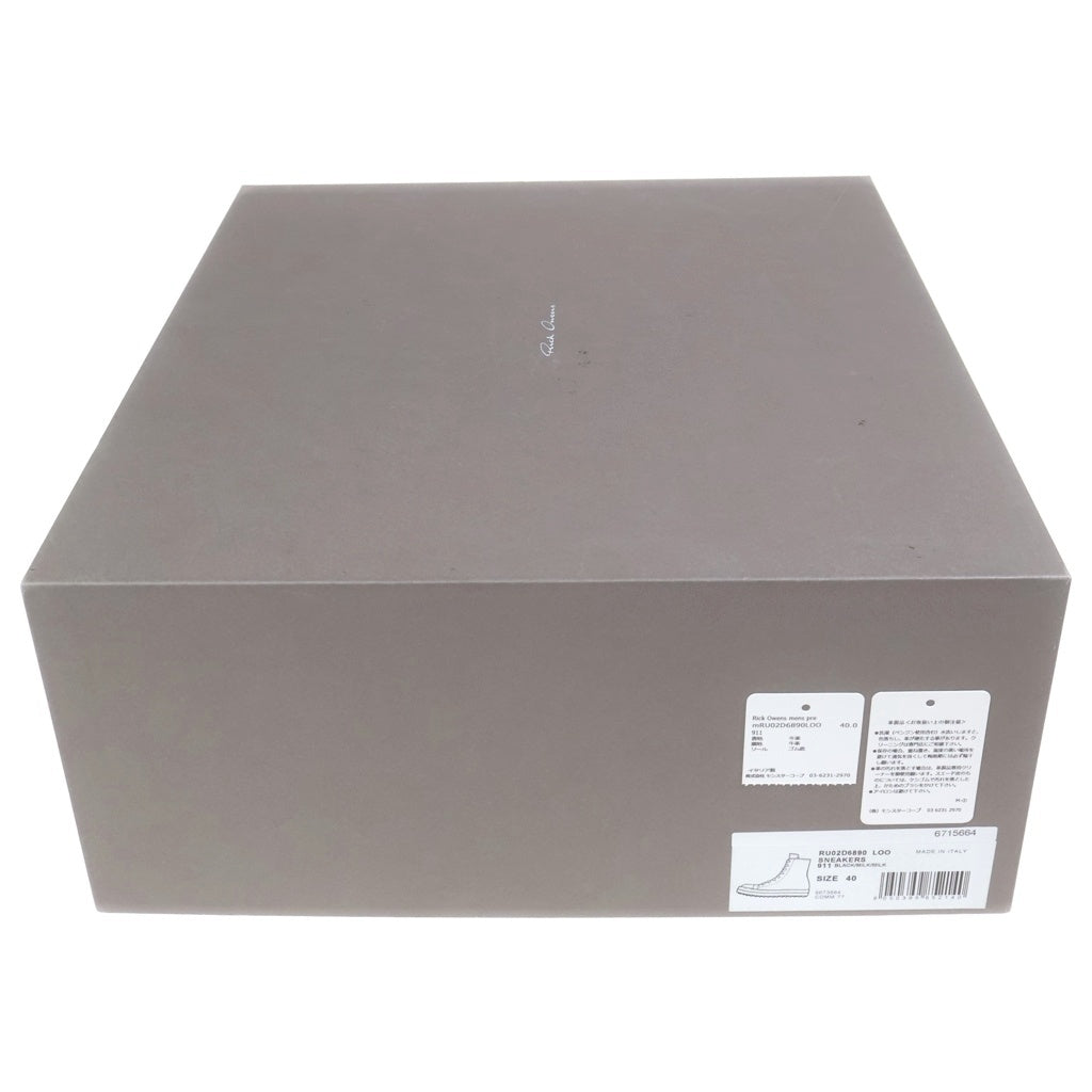 Rick Owens(リックオウエンス) 26SS SNEAKERS ラモーンズ カーフレザー ハイカット スニーカー ブラック/ホワイト RU02D6890LOO