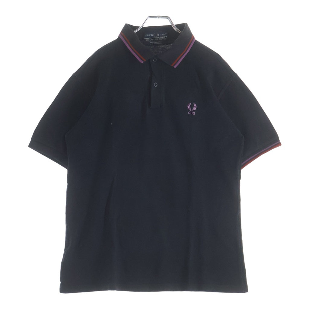 FRED PERRY(フレッドペリー) ×COMME des GARCONS コムデギャルソン CDGロゴ刺繍 半袖ポロシャツ ブラック W13313