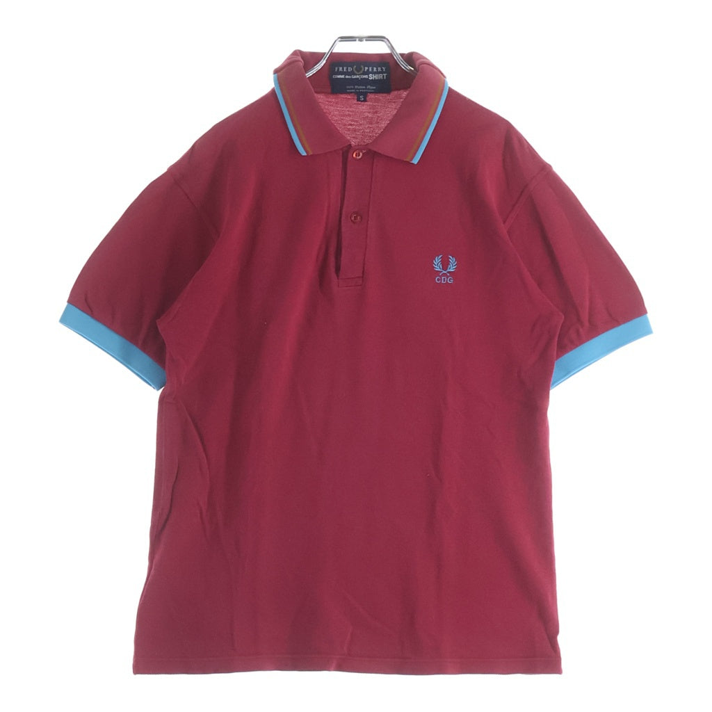 FRED PERRY(フレッドペリー) ×COMME des GARCONS コムデギャルソン CDGロゴ刺繍 半袖ポロシャツ レッド S16300