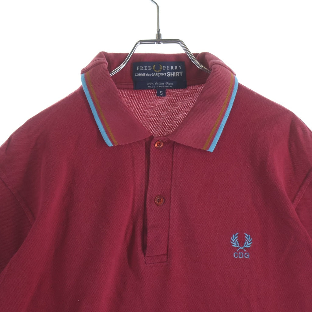 FRED PERRY(フレッドペリー) ×COMME des GARCONS コムデギャルソン CDGロゴ刺繍 半袖ポロシャツ レッド S16300