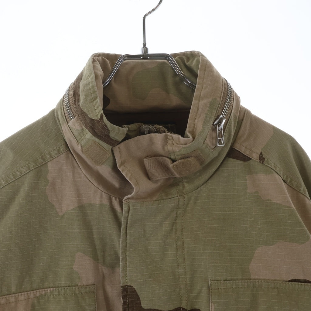 STUSSY(ステューシー) M65 JACKET SAND CAMO ロゴ刺繍 ジップアップ ナイロン ミリタリージャケット カーキ