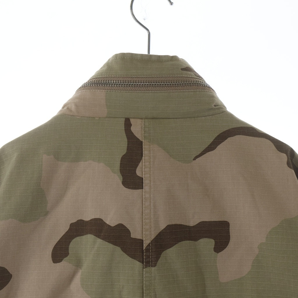 STUSSY(ステューシー) M65 JACKET SAND CAMO ロゴ刺繍 ジップアップ ナイロン ミリタリージャケット カーキ