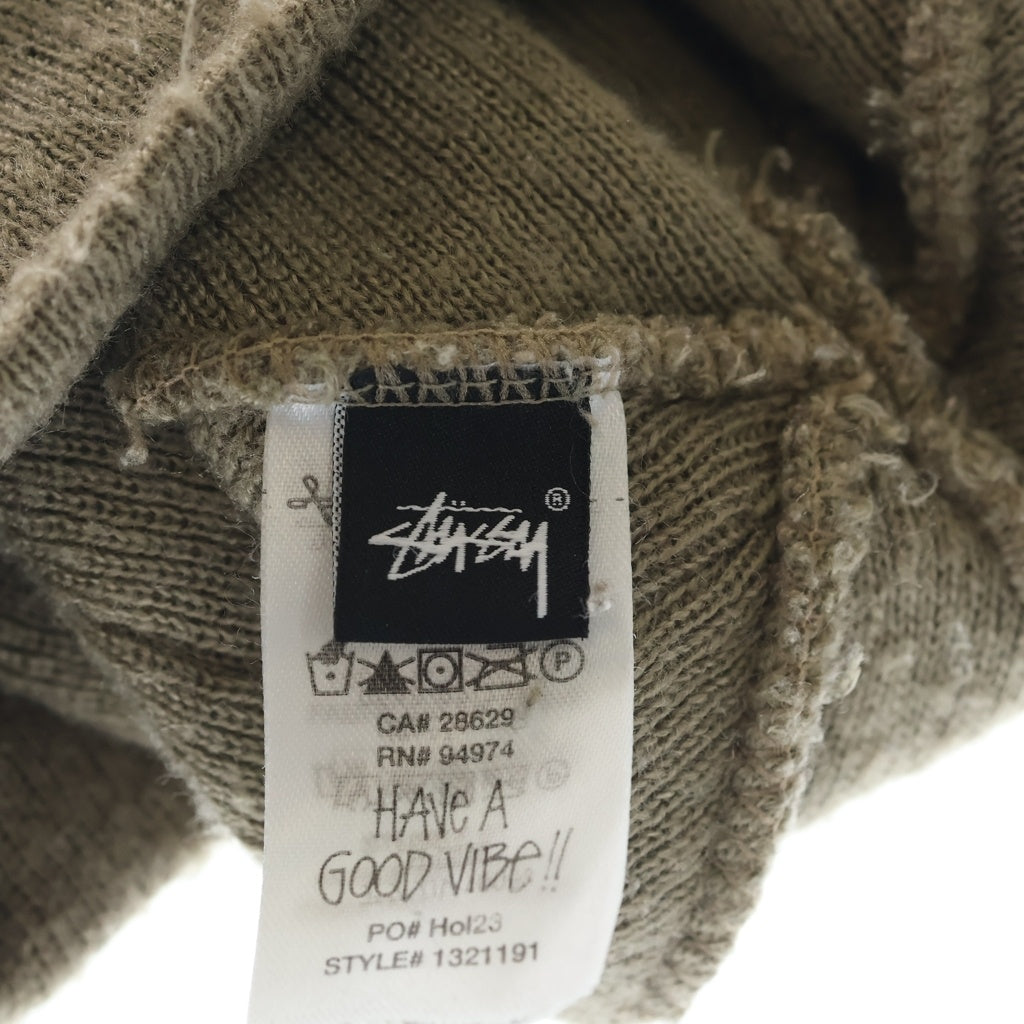 STUSSY(ステューシー) Brushed Out Skullcap ブラッシュアウト ロゴ スカルキャップ ビーニー ニット帽 カーキ