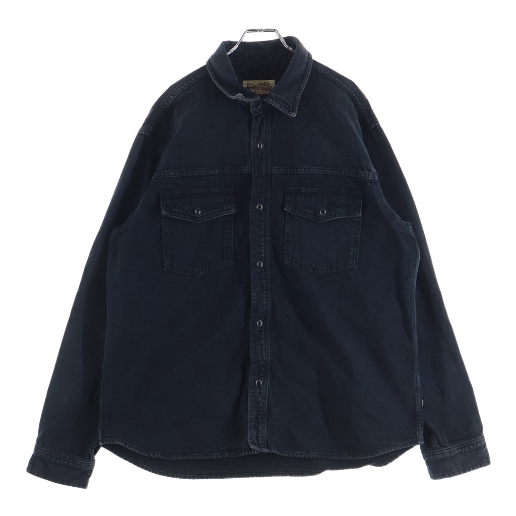 STUSSY(ステューシー) Boxy Western Denim Shirt ボクシーウエスタンデニム 長袖シャツ ブラック