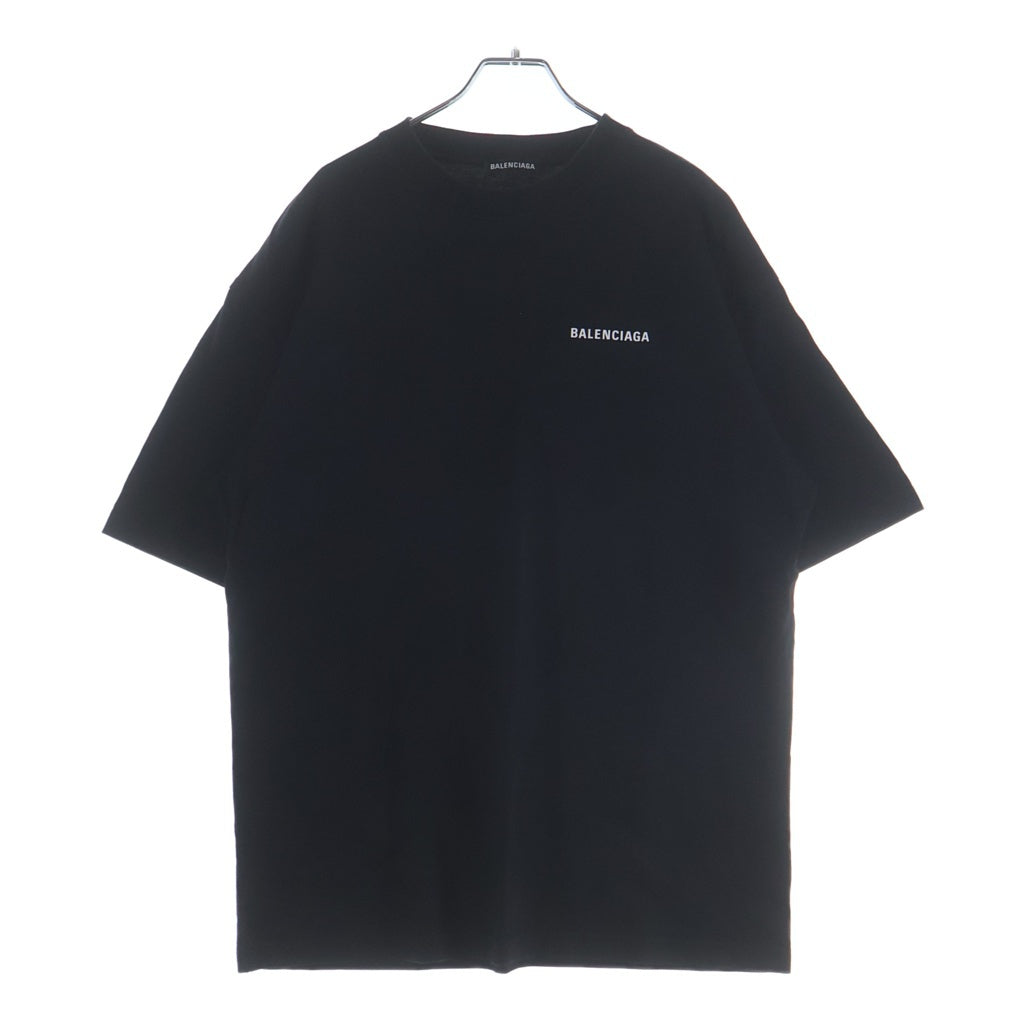 BALENCIAGA(バレンシアガ) Logo Print Tee 両面ロゴプリント クルーネック 半袖Tシャツ カットソー ブラック 612966 TIVG5