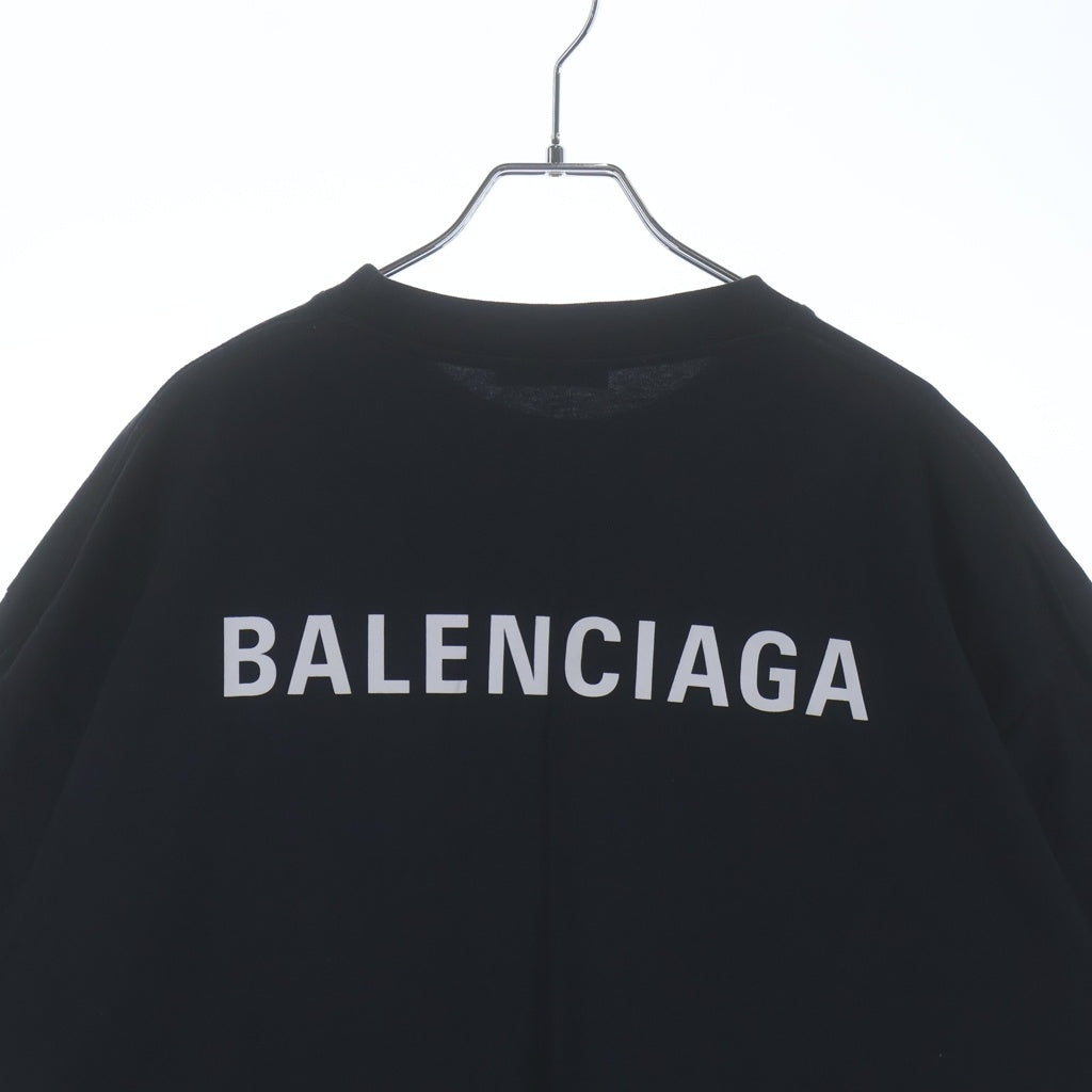 BALENCIAGA(バレンシアガ) Logo Print Tee 両面ロゴプリント クルーネック 半袖Tシャツ カットソー ブラック 612966 TIVG5