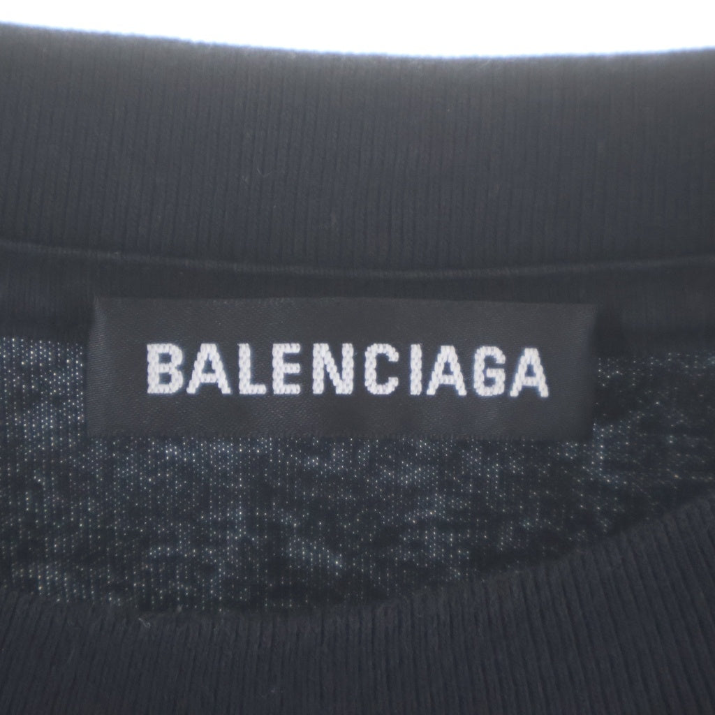BALENCIAGA(バレンシアガ) Logo Print Tee 両面ロゴプリント クルーネック 半袖Tシャツ カットソー ブラック 612966 TIVG5