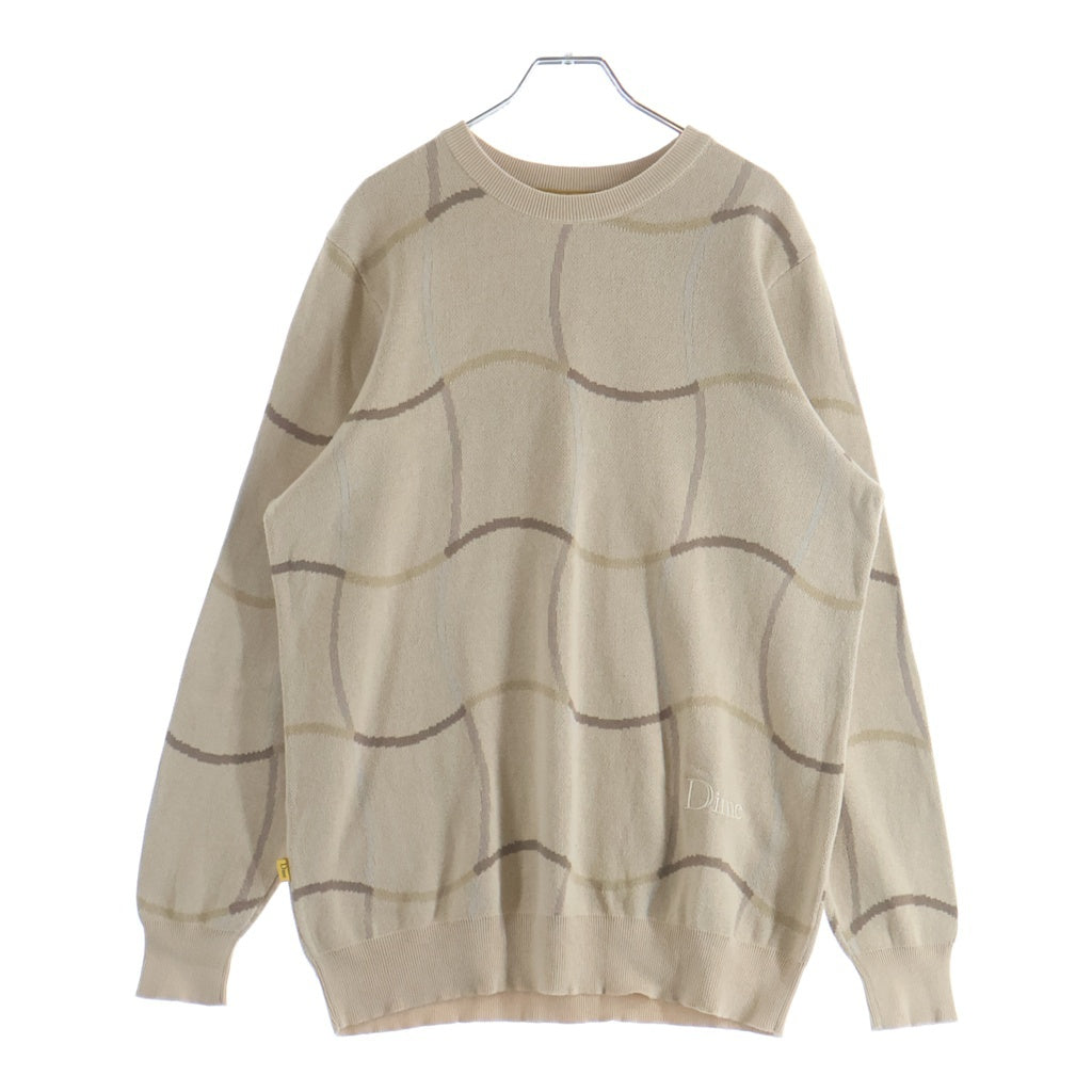Dime(ダイム) Wave Knit Sweat ウェーブ総柄 ニット スウェット トレーナー ベージュ CA59648