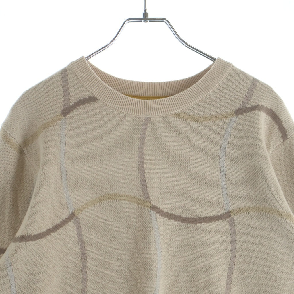 Dime(ダイム) Wave Knit Sweat ウェーブ総柄 ニット スウェット トレーナー ベージュ CA59648