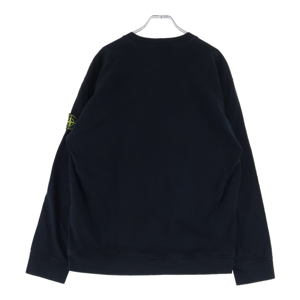 STONE ISLAND(ストーンアイランド) GARMENT DYED ガーメントダイ ワッペンロゴ付き クルーネック スウェットトレーナー ブラック 791563750
