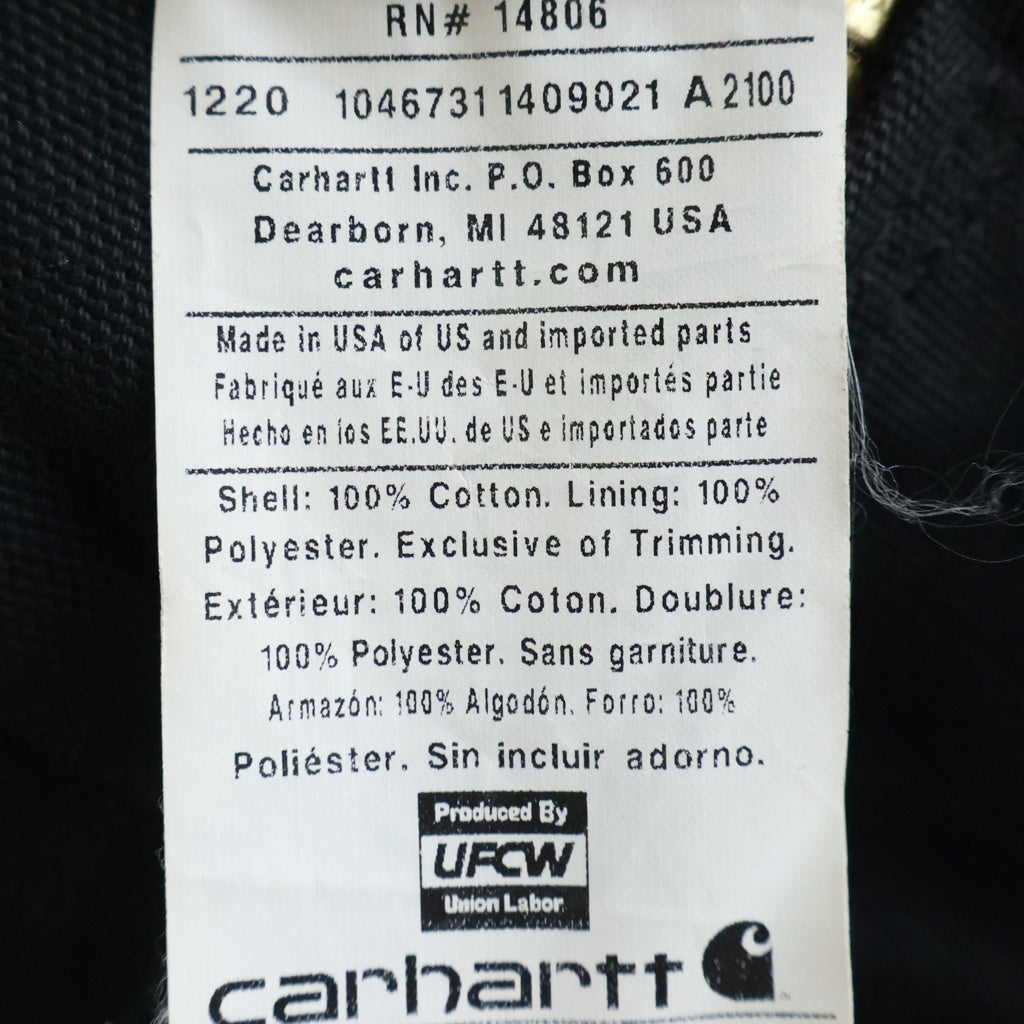 CARHARTT(カーハート) DUCK ACTIVE JACKET 2020年製 裏地メッシュ ダックアクティブジャケット フーディ ブラック J131-BLK