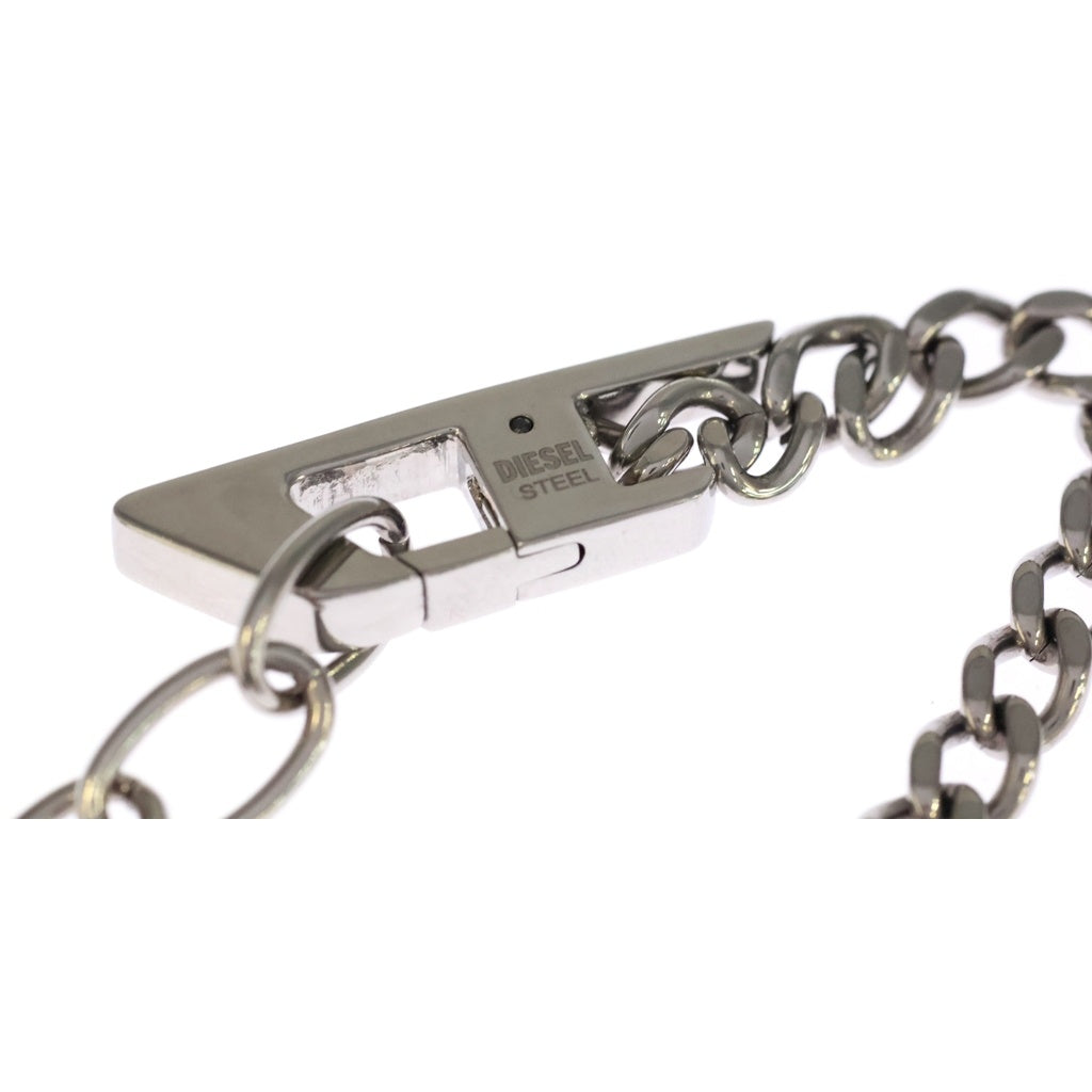 DIESEL(ディーゼル) STAINLESS STEEL CHAIN BRACELET WITH D LOGO PENDANT ステンレススチールチェーンブレスレット ウィズ Dロゴペンダント シルバー DX1627040