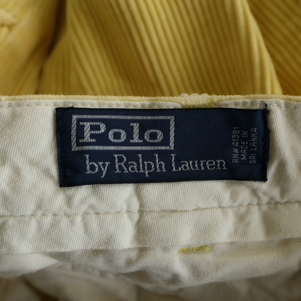 POLO RALPH LAUREN(ポロラルフローレン) 90s VINTAGE POLO CORDS ヴィンテージ ノータック 太畝 コーデュロイパンツ イエロー