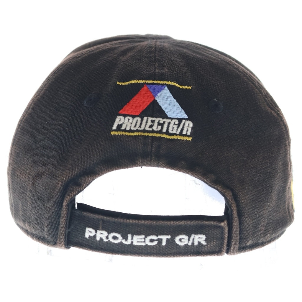 PROJECT G/R(プロジェクトジーアール) DECONSTRUCTED CAP ダメージ加工 ロゴ刺繍 6パネル ベースボールキャップ ブラック