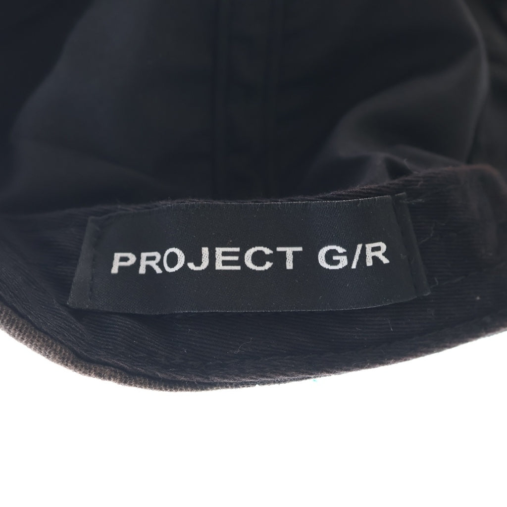 PROJECT G/R(プロジェクトジーアール) DECONSTRUCTED CAP ダメージ加工 ロゴ刺繍 6パネル ベースボールキャップ ブラック