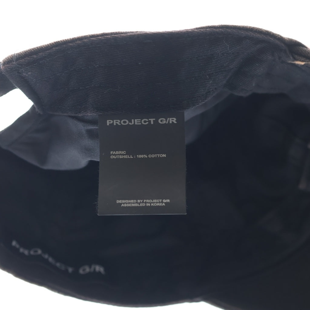 PROJECT G/R(プロジェクトジーアール) DECONSTRUCTED CAP ダメージ加工 ロゴ刺繍 6パネル ベースボールキャップ ブラック