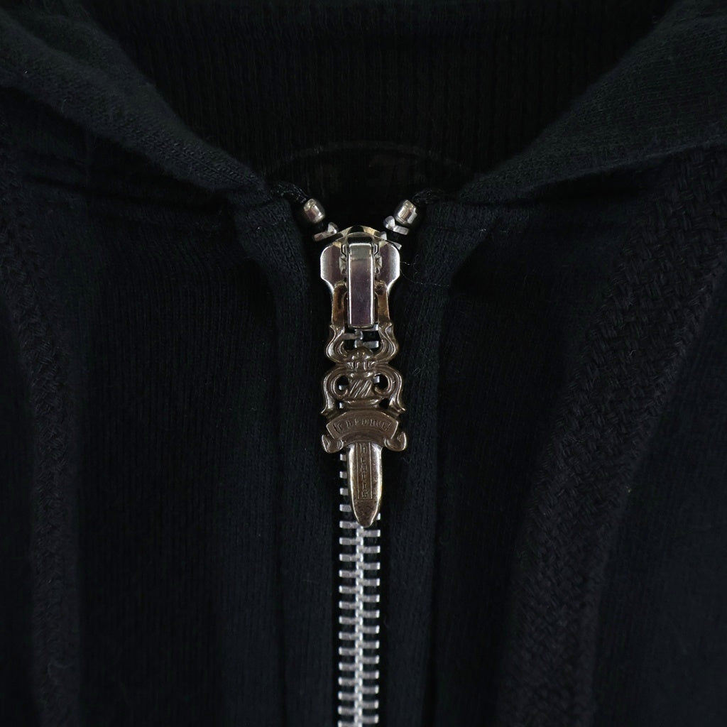 CHROME HEARTS(クロムハーツ) SWTSHRT HD ZIP 袖フローラル バックホースシュープリント 裏地サーマル ジップアップパーカー ブラック