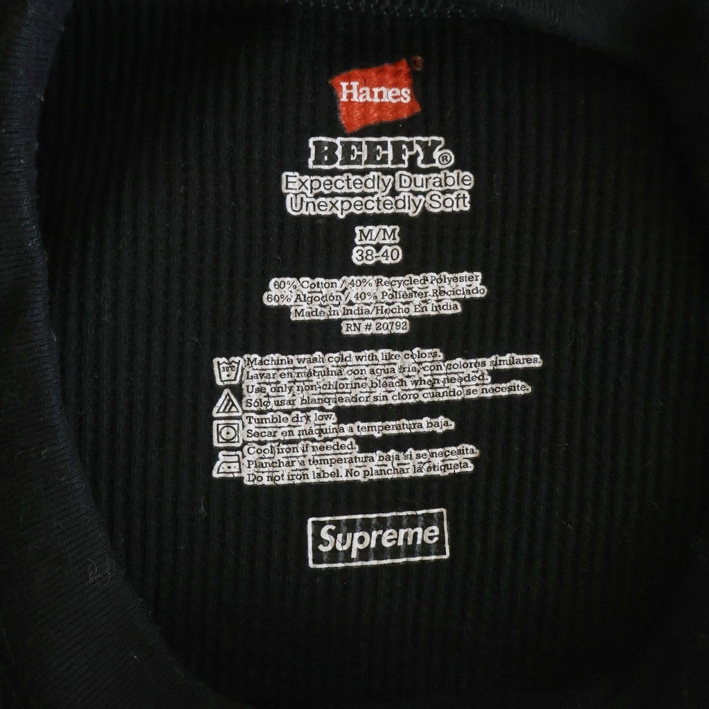SUPREME(シュプリーム) 24AW ×Hanes Bones Thermal Crew ヘインズ ボーンズサーマルクルー フロントプリント 長袖Tシャツ カットソー ブラック