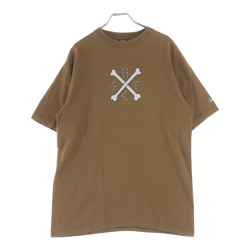 STUSSY(ステューシー) 90s OLD 紺タグ クロスボーン フロントプリント 半袖Tシャツ カットソー ブラウン