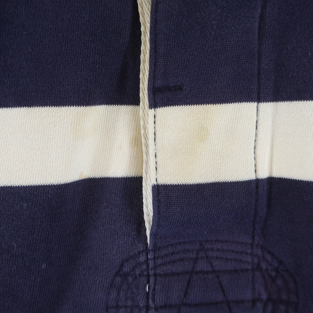 POLO RALPH LAUREN(ポロラルフローレン) 90s スモールポニー刺繍 長袖ラガーシャツ ホワイト/ネイビー