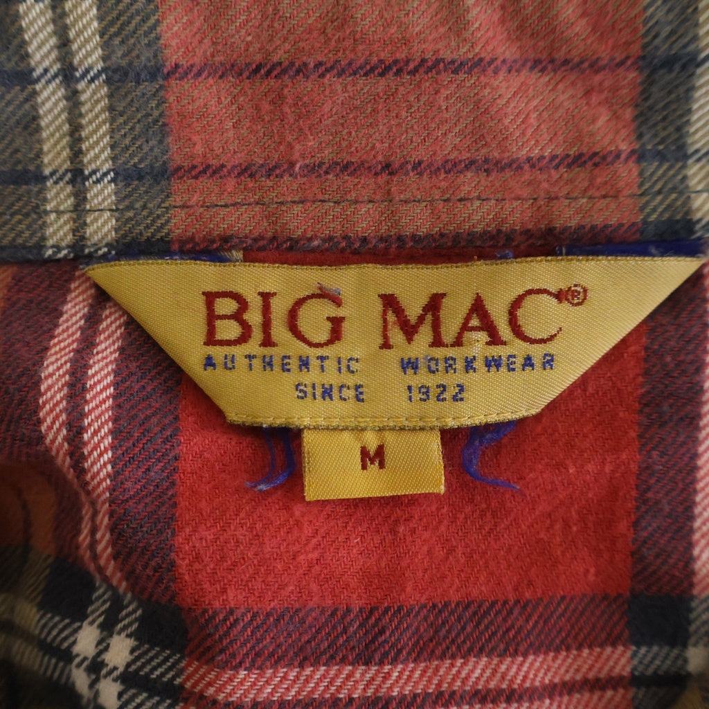 BIGMAC(ビッグマック) 90s チェック総柄 ウエスタン 長袖ネルシャツ レッド