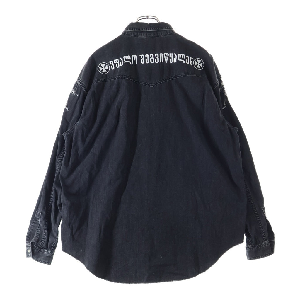 VETEMENTS(ヴェトモン) 19SS × Levi's マルチモチーフ エンブロイダリー ウエスタン長袖シャツ ブラック USS196010