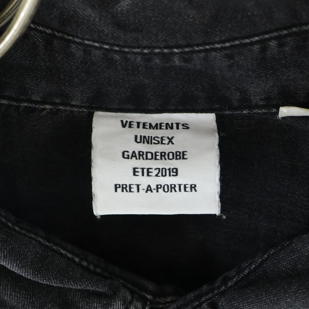 VETEMENTS(ヴェトモン) 19SS × Levi's マルチモチーフ エンブロイダリー ウエスタン長袖シャツ ブラック USS196010